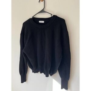Elodie black‎ cropped  knit sweater with cinched bottom sz L